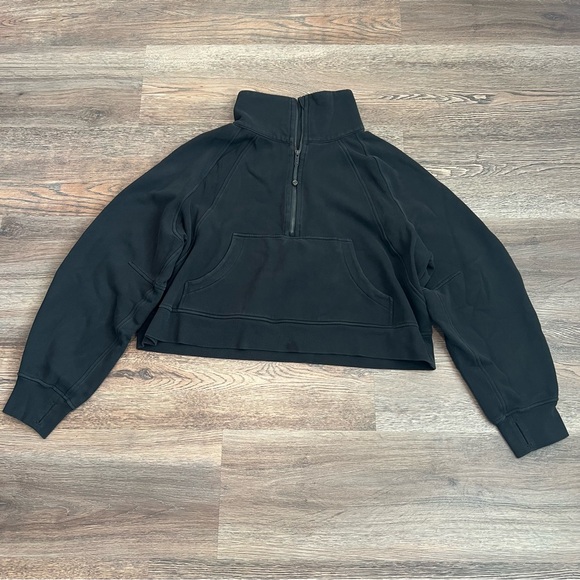 Lululemon Scuba Oversized Funnel Neck Half Zip Hoodie XL/XXL Black Cotton Terry - Picture 3 of 10